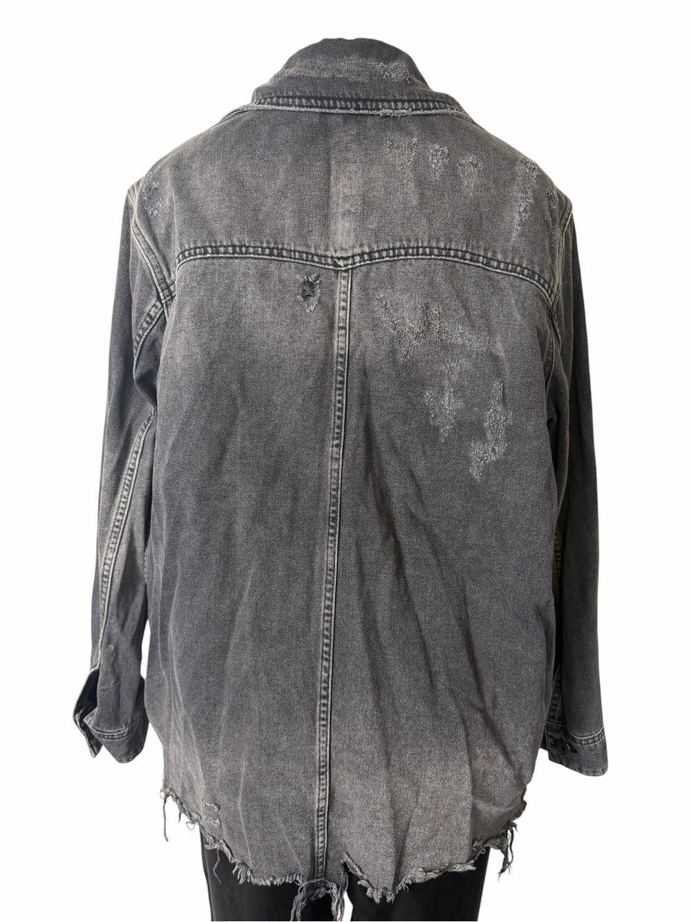 Free People Moonchild denim shirt jacket moon dust grey Distressed medium - Picture 5 of 10